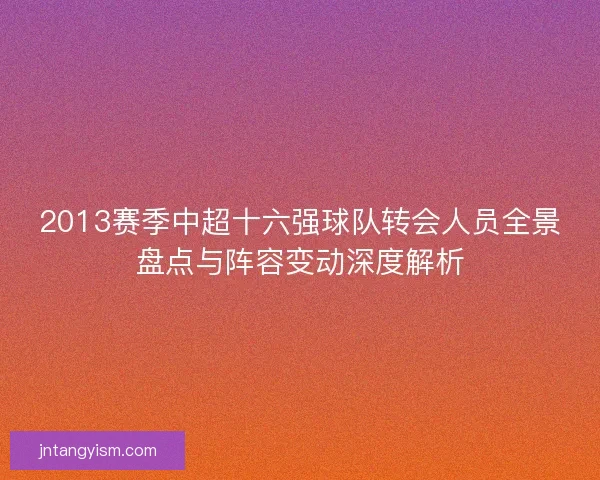 2013赛季中超十六强球队转会人员全景盘点与阵容变动深度解析